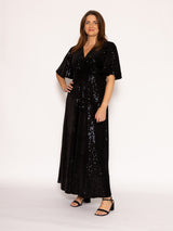 Twisted Wunder Grace Black Sequin Maxi Dress