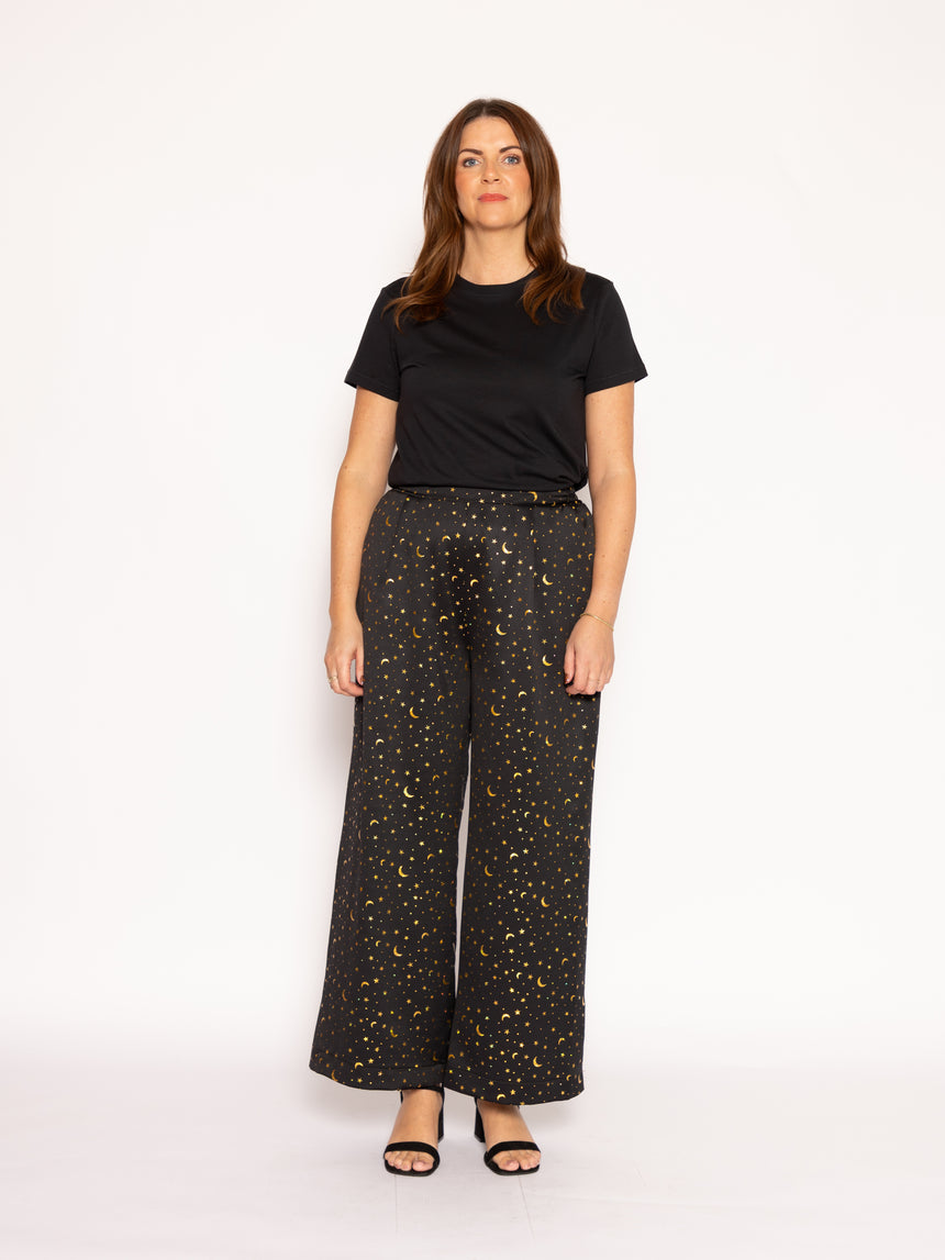 Gold Star Foil Wide Leg Trousers