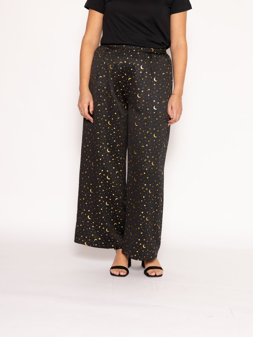 Gold Star Foil Wide Leg Trousers
