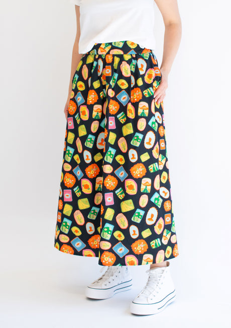 Linen post card  Maxi Skirt