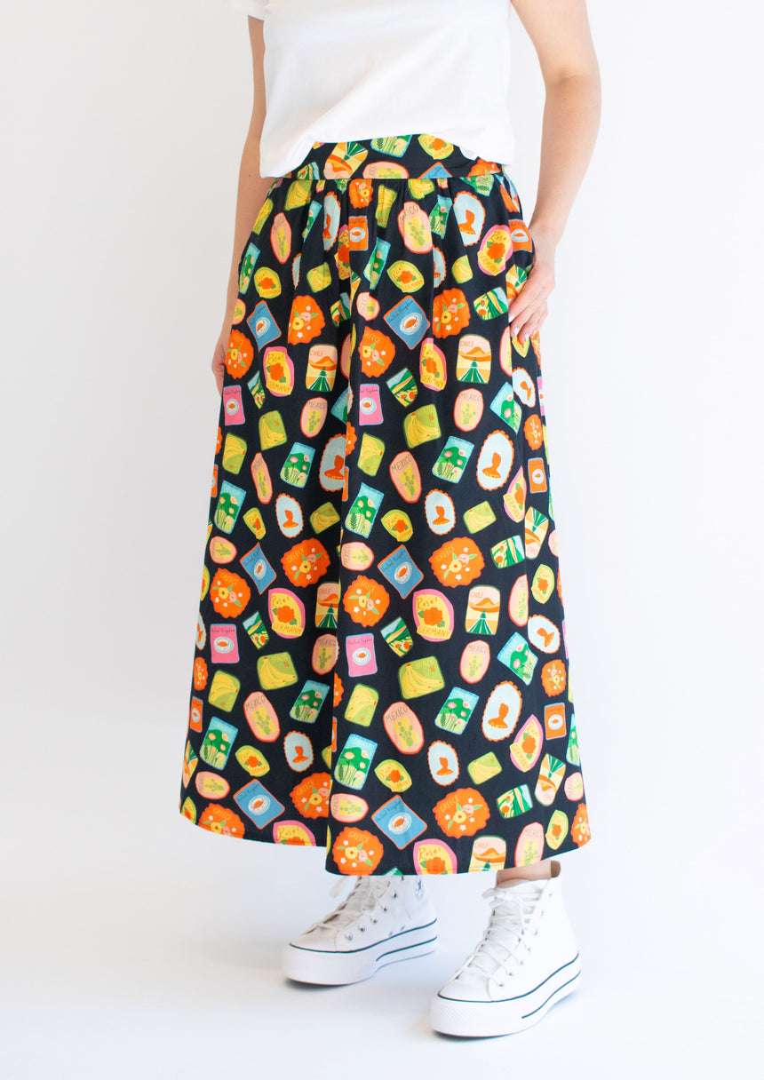Linen post card  Maxi Skirt