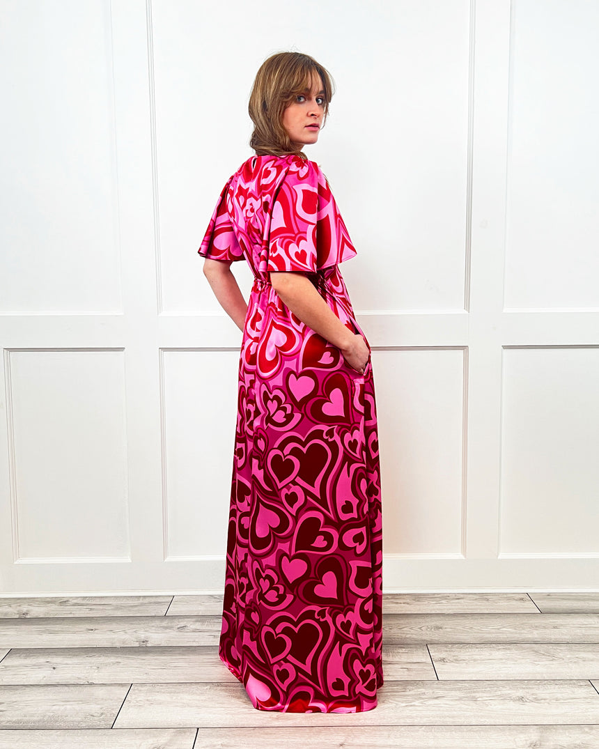 Grace Evening Maxi Dress in Swoosh Heart Print