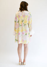 Mini Dress Feathered Dress in Floral Print