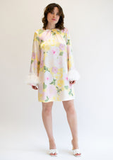 Mini Dress Feathered Dress in Floral Print