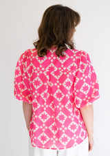 Linen Tie Front Star Blouse