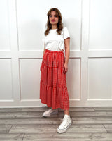 Dolly Gingham Skirt in Red