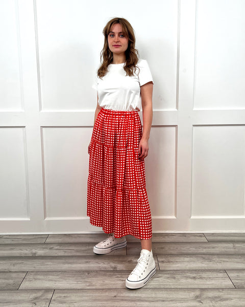 Dolly Gingham Skirt in Red | Twisted Wunder