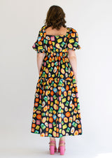Linen post card  Maxi dress square neck