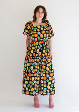 Linen post card  Maxi dress square neck