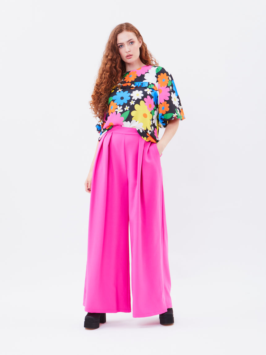 Pink Eclipse Wide Leg Trousers