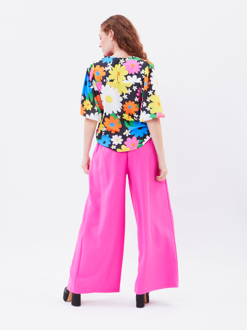 Pink Eclipse Wide Leg Trousers